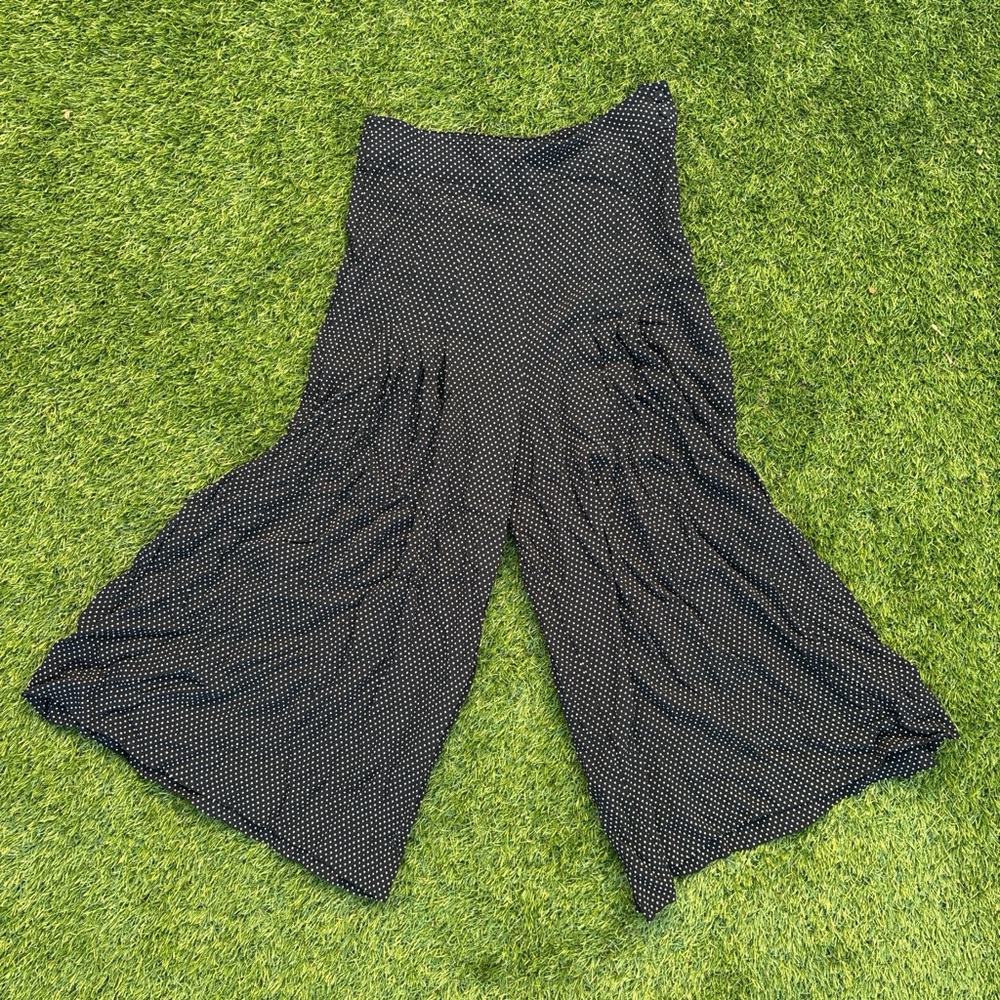 Black polka dot wide leg gauchos